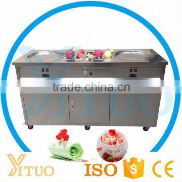 Fried Ice Cream Roll Machine Double Plat Pan Fried Ice Cream Roll Machine Two Secop Compressor Fried Ice Cream Roll Machine