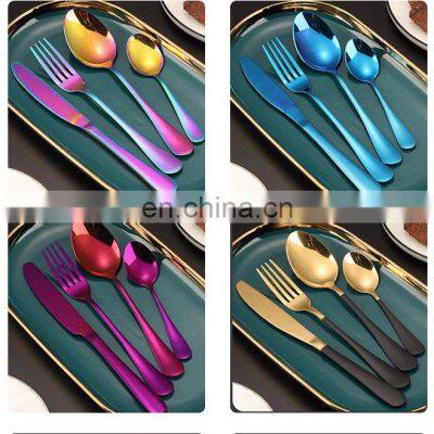 Custom Modern Stainless Steel High Quality Luxury Cutlery Gradient Spoon Set Bulk Gold Flatware photo-3