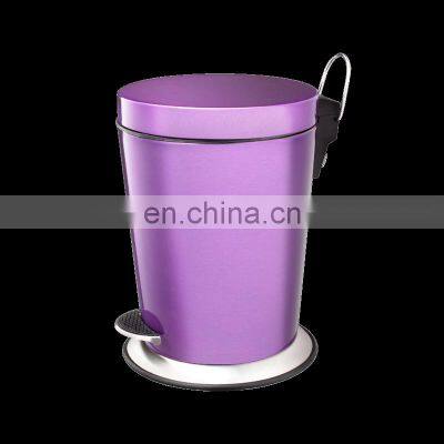 2022 Household 5L pedal garbage bin cone metal bin for kitchen hotel stainless steel waste trash can