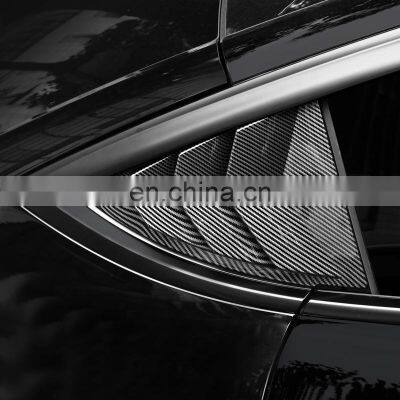 For Tesla Model Y Carbon Exterior Trim Glossy Carbon Fiber Rear Side Window Louvers Scoop Cover Vents