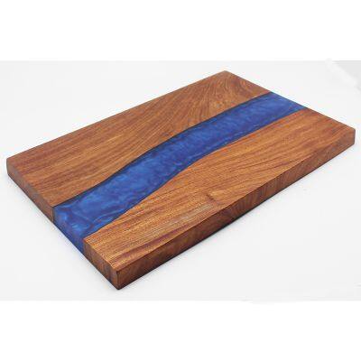 Acacia wood kitchen cheese chopping board with resin inside