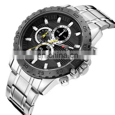 CURREN 8334 Men Quartz Chronograph Business Watches Fashion Stainless Steel Auto Date Casual Wristwatch