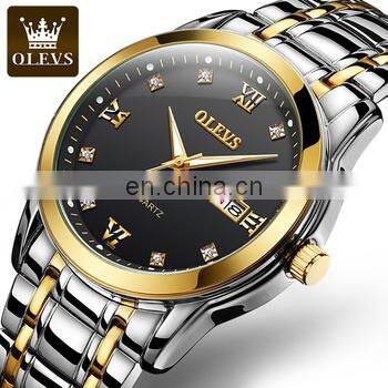 Olevs 8691 New Design Diamond Quartz Watch OEM Logo Calendar Luxury Steel Custom Men Watches