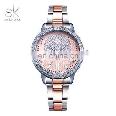 SHENGKE SK0075 Lady's Fashion&Casual Watch Quartz Movement High Quality Charm Luxury Stainless Steel Band  Watch