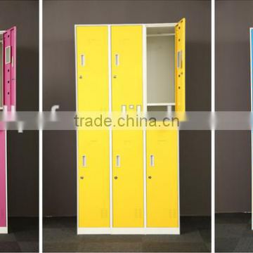 Customized 6 door colorful metal gym photo locker