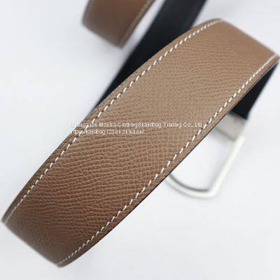 Monisa Customized Epsom Palm Grain First Layer Cowhide Stainless Steel Pin Buckle Men's Business Formal Belt