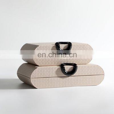 hot-sell modern antique home interior wedding rectangular milk white grey green luxury retro pu leather mdf jewelry box