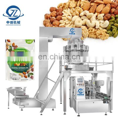 Automatic Weighing Food Dry Fruit Cashew Peanut Snack Packaging Machines Coated Nuts Doypack Packing Machine