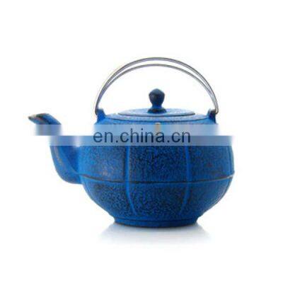 Leaf Design Teapot Coated with Enameled Interior for 32 Ounce blue color enamel Chinese cast iron teapot