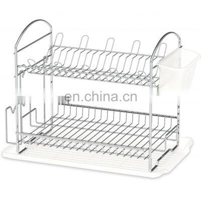 2-Tier Dish Rack with Drainboard, Chrome