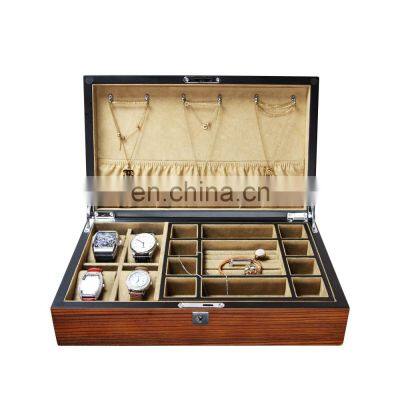 Creativepacking Watch Jewelry Box 4 Slots luxury Wooden Watch Box with Valet Drawer For Men