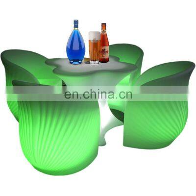 Outdoor Garden Patio Plastic Furniture High Top Led Cocktail Bar Table And Chairs With Stools Light up Cocktail Table