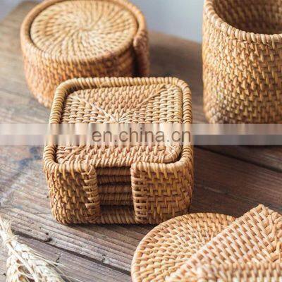 Handcrafted Woven Square Rattan Coasters For Sale Cheapest photo-2