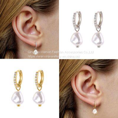 S925 Sterling Silver Baroque Pearl Earrings With Gold Plating photo-3