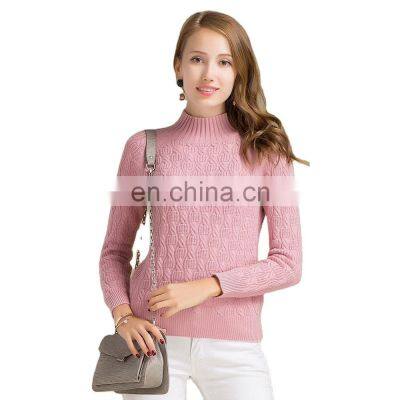 Women's Half-High Collar Cable Knitted Cashmere Sweater