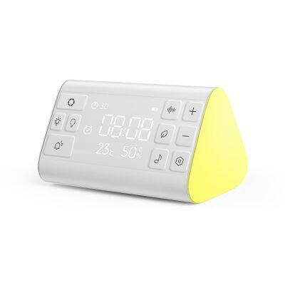 DC 5V 1800mah Antique style Temperature Humidity LED Display Alarm Clock Wake up light Radio White Noise Machine