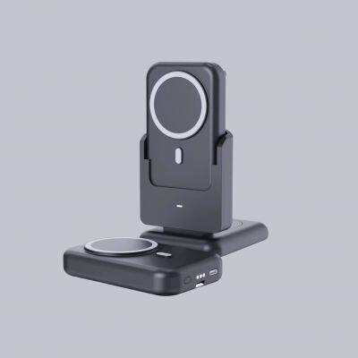 Desktop triple wireless charger is suitable for Apple mobile phone headphone watch removable mobile power supply 5000mAh