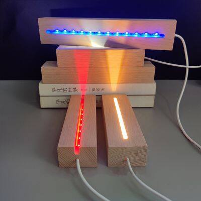 Newest Square Wooden Led Acrylic Night Light Base Led Lights Base 3d Lamp Base Round Oval Stand With Remote Control Lamps photo-3