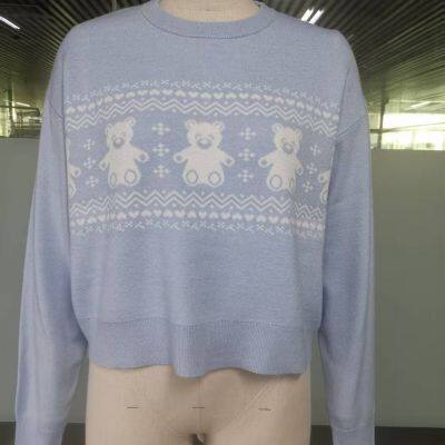 women's round neck long sleeve pullover with pattern