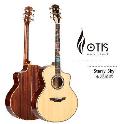 OTIS Guitar Factory Stock 41-inch Spruce Solid Top Glossy Folk Acoustic Guitar Manufacturer N-41