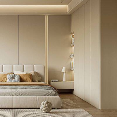 High-end Custom Arc Process Solid Wood Cladding Material - Hangmei Grille Rubber Wood Veneer Food Resin Wall Panel Large Board photo-3