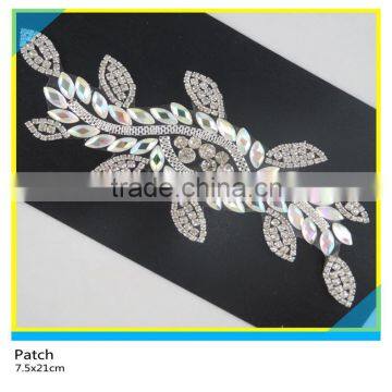 Hot Fix Rhinestone Trim Jewelry Applique Hotfix Clear Crystal Mix AB Glass Stone Patch 7.5x21cm