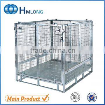 Galvanized wire mesh folding stacking cage box container basket