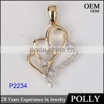 2016 valentine's day gift heart shape 10k gold fashion wedding pendant for girl friend