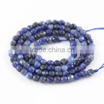 SB6637 4MM faceted blue sodalite beads,tiny faceted blue stone beads