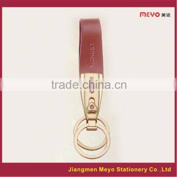 2015 Cuatom Made Metal Genuine Leather Two Rings Keychain For Bank Gift or Hotel Gift photo-3