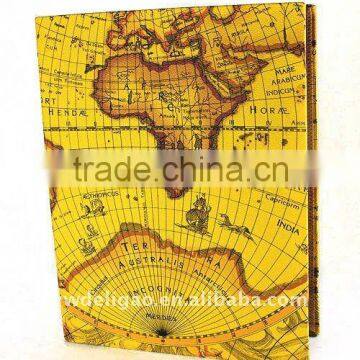 World Map Printed Art Paper Wrapping Ring Binder Desktop File Folder for Office Stationery Cardboard A4 or FC Size