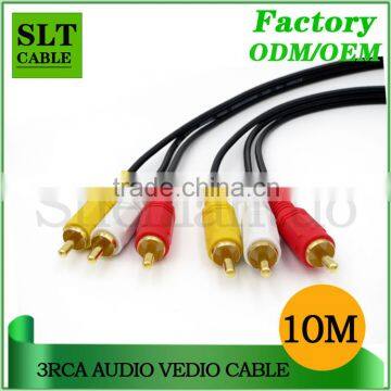 SLT 32ft Gold Plated 3RCA to 3RCA Stereo AV Audio Video extension Cable