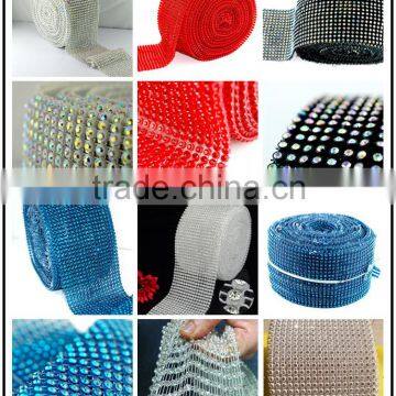 Top Quality Stetch Plastic Rhinestone Trim Net, Elastic Crystal AB Rhinestone Ribbon Sheet for Party Decoration