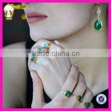 Beautiful Natural Moonstone and Green Onyx Gold Fish Hook Gemstone Pendant Earring for Women photo-3