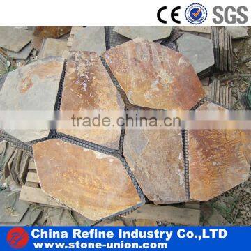 Yellow rusty stone flooring paving