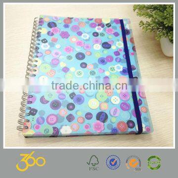 2015 thick paper spiral notebook,plastic cover notebook spiral