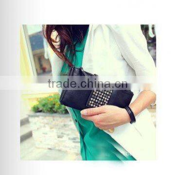 fashion ladies black clutch handbag rivet clutch bag