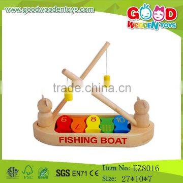 promotional wooden fishing game fishing boat toys fishing set toys