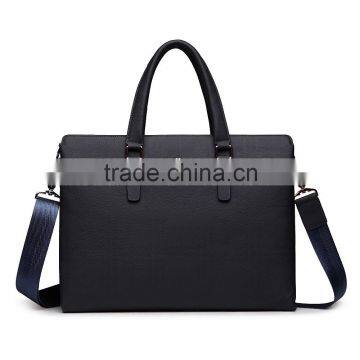 2016 Mens Soft PU Leather Laptop Bag,Multifunction Business Bag with Metal Logo,Larger Capacity Black Briefcase