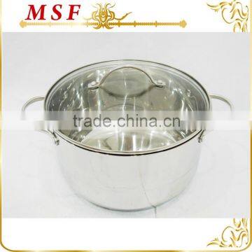 European style stainless steel hot pot casserole with lines decor and simple handles