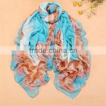 2015 Fashion Silk Chiffon Colorful Printinf Scarf for Women photo-6