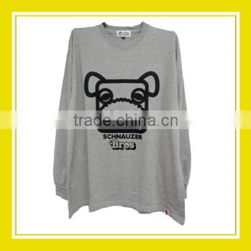 2016 Fashion Products Bros Baby Schnauzer Square Head Men Cotton Printed Long Sleeve Grey Long T-Shirt