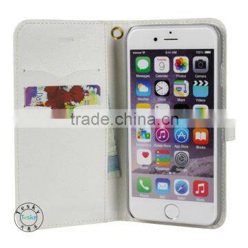 fancy case leather wallet case with diamond for iphon6