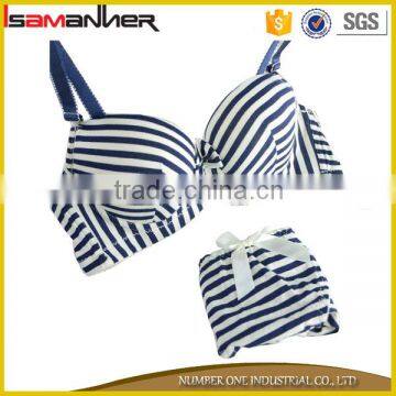 Womens Charm Sexy Padded Striped Push Up Padded Bra Panty Set