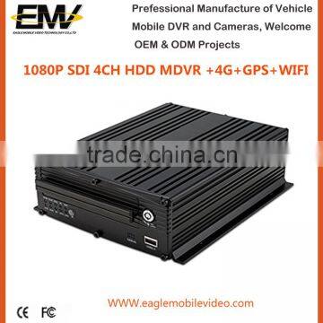 4CH HDD 1080P SDI MDVR with 4G WIFI GPS G-Sensor