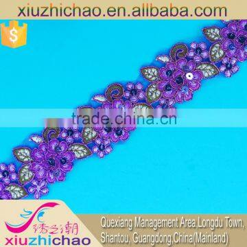 T0105-4A Factory Sale Polyester Sequins Embroidery Lace Trims Dress Decoration photo-3