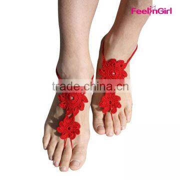 New Design Wedding Crochet Barefoot Sandals photo-4