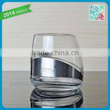 Special Design Glass Man Blown Custom Whisky Glass Cup With Steel Ring photo-2