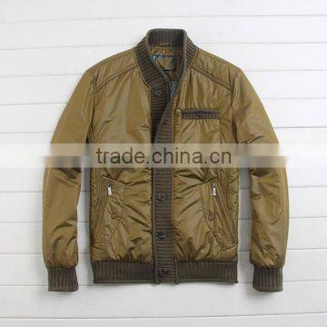 2015 Casual Men's Knitted Collar Slim Fit Cotton-padded Jacket