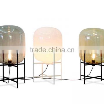 Lovely small glass shade mental frame base table lamp for reading room